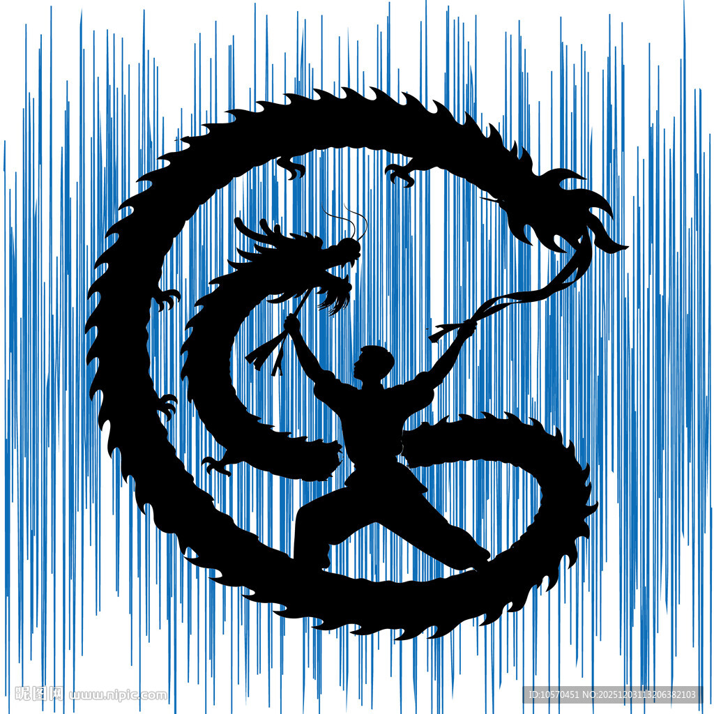 舞龙剪影传统民俗风采