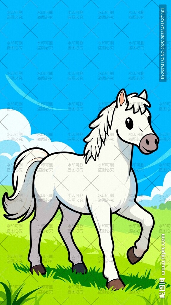 白色骏马插画