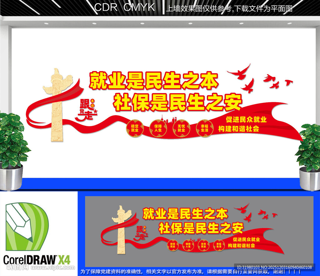 就业保障文化墙