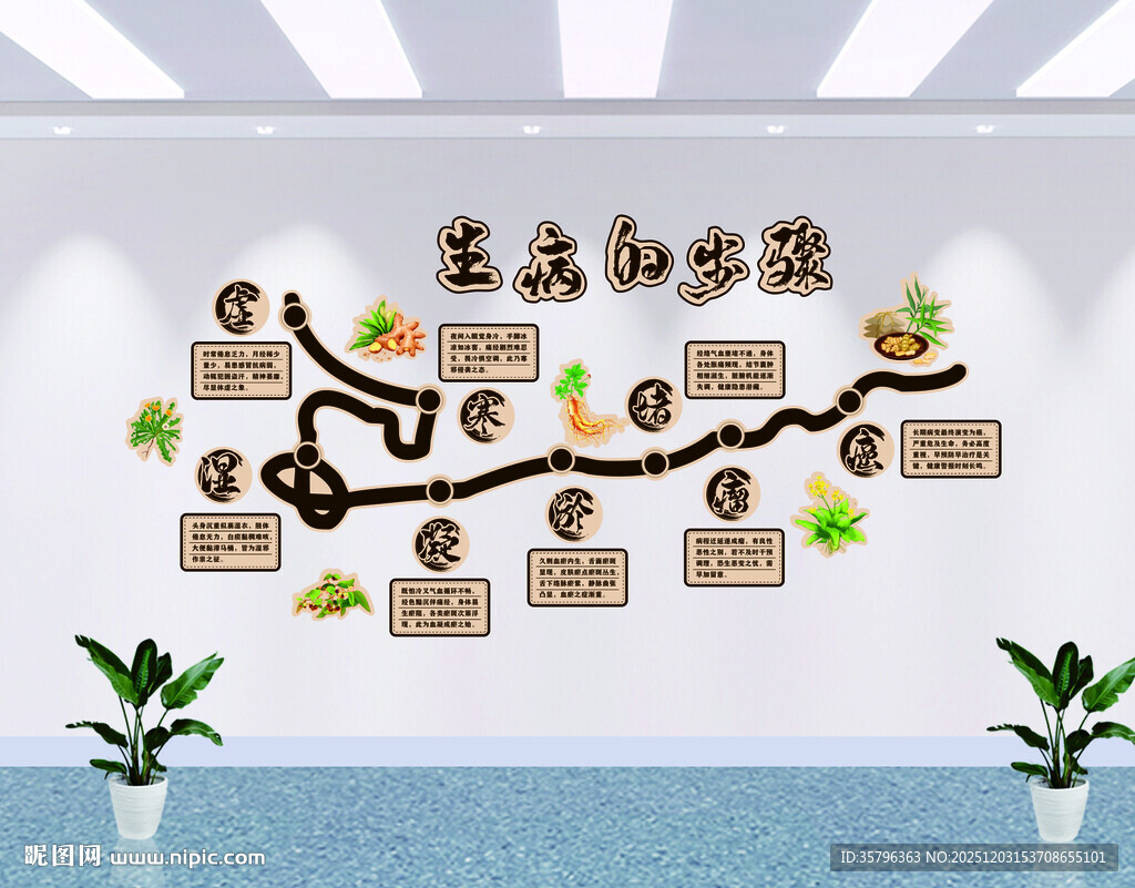中医养生馆网红墙面药食同源装饰