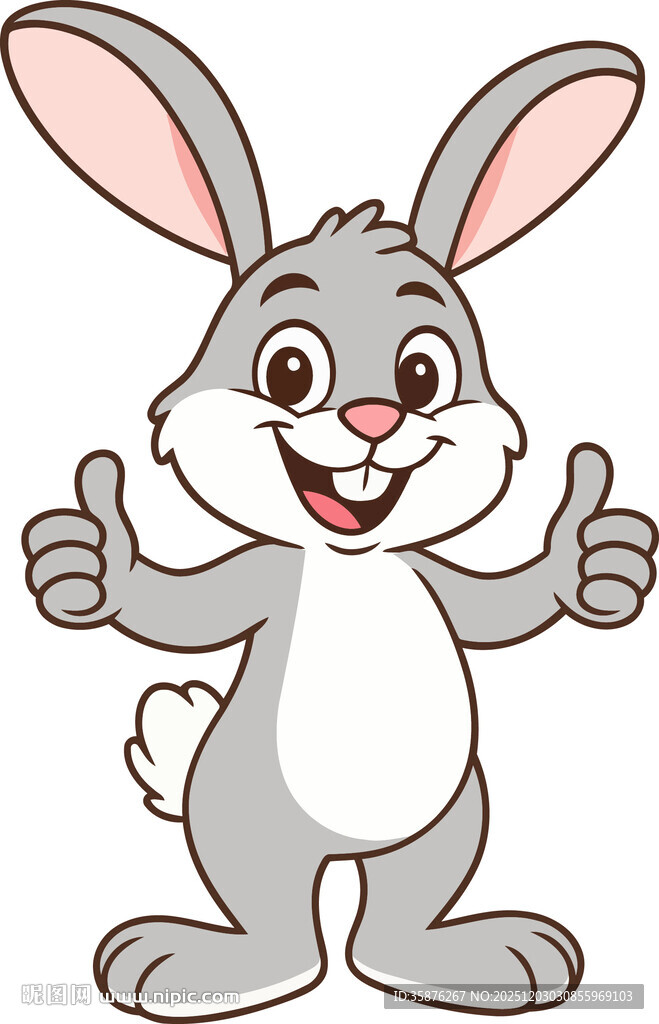 开心竖拇兔兔吉祥物