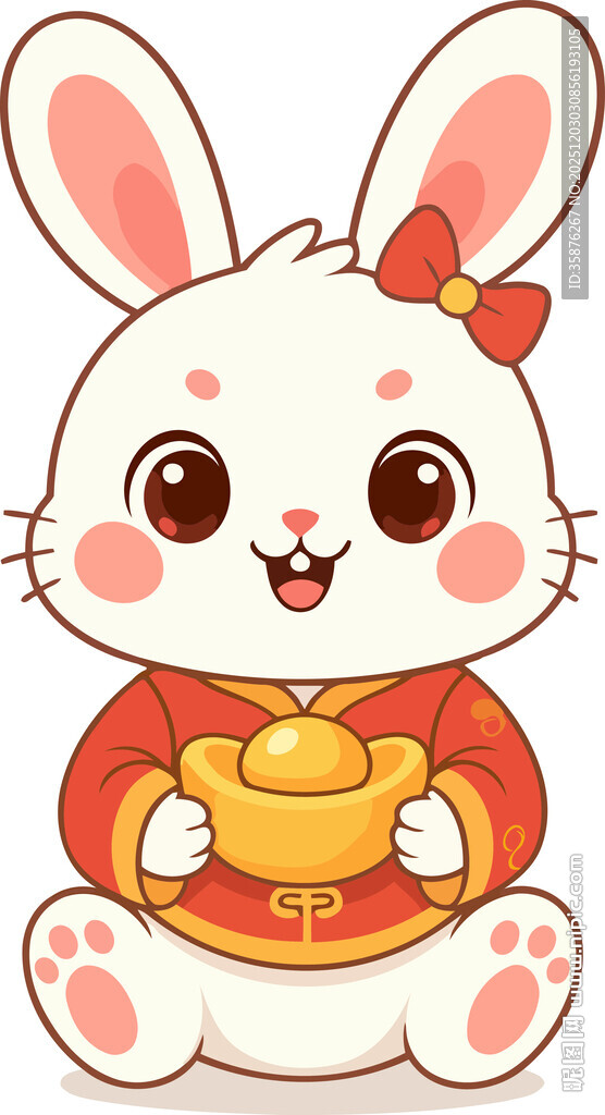 可爱福兔送元宝