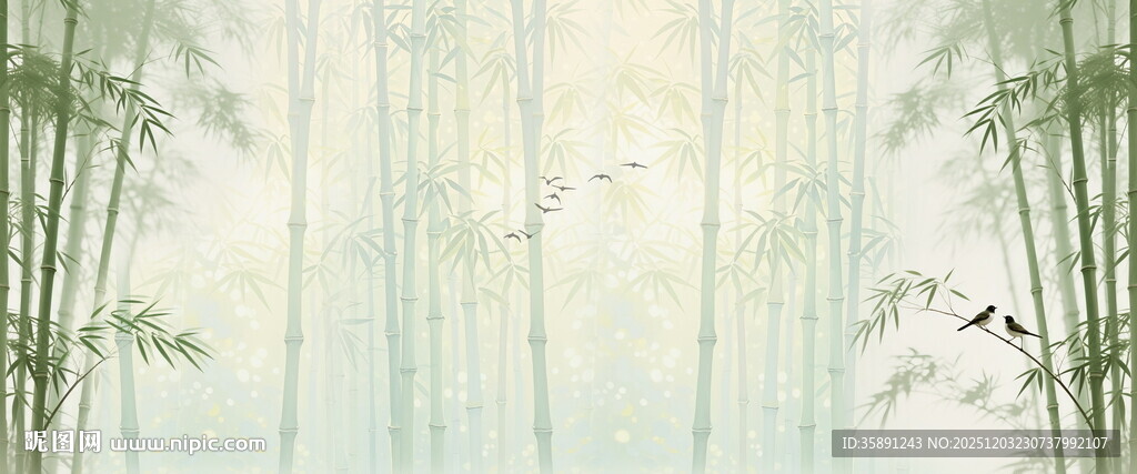 灯箱新中式水墨竹子