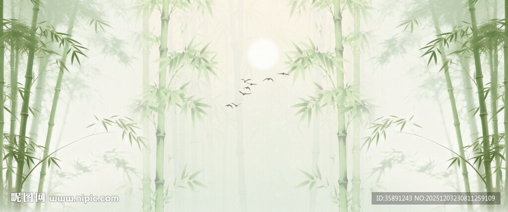 新中式灯箱水墨竹子