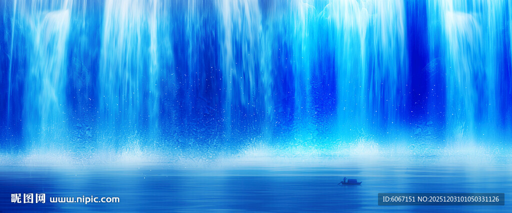 高山流水瀑布山水图