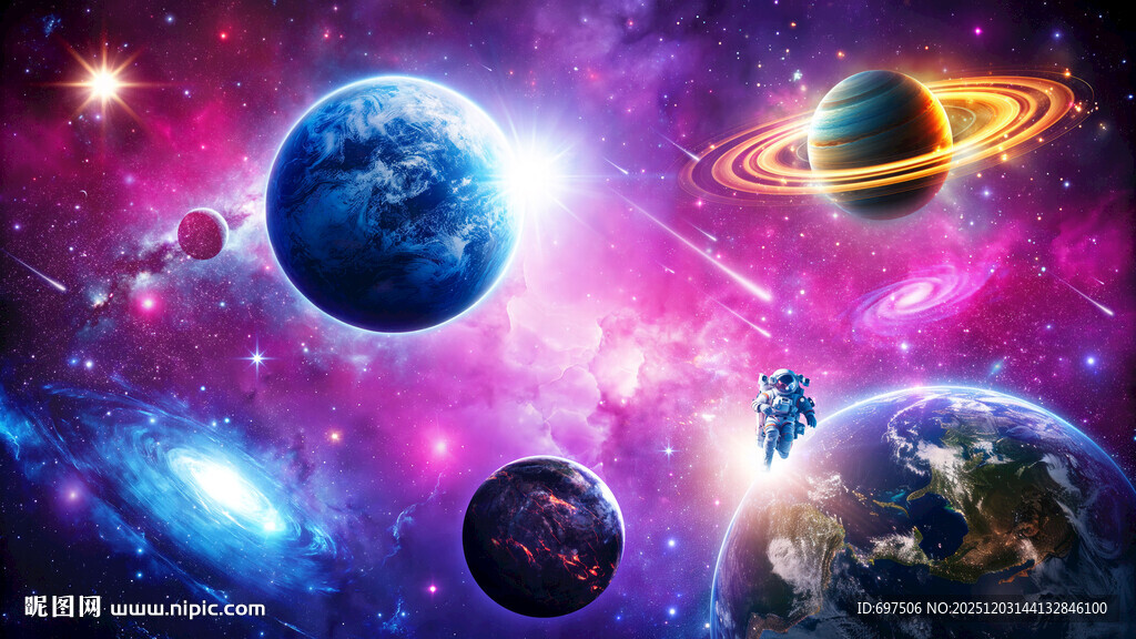 浩瀚星空宇宙星球外太空流星背景