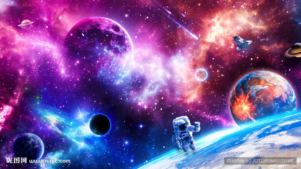 梦幻星球外太空宇宙星空航天背景