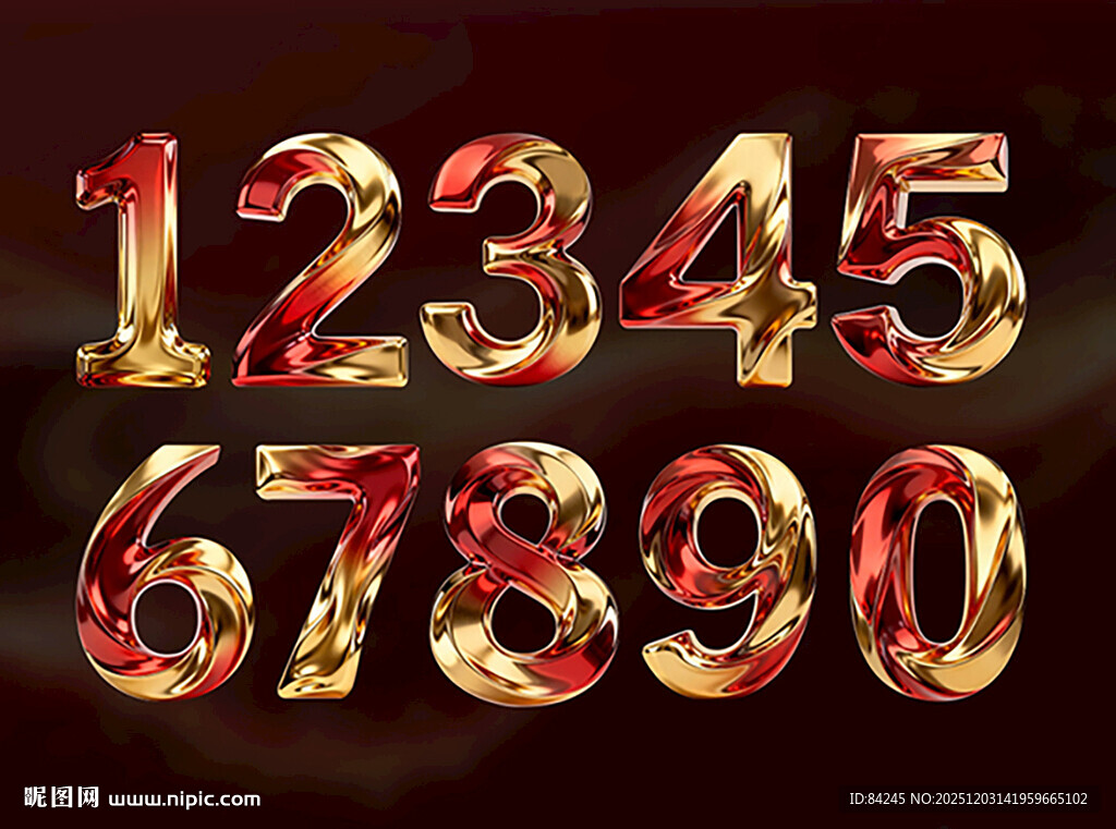 炫彩金属立体数字集合