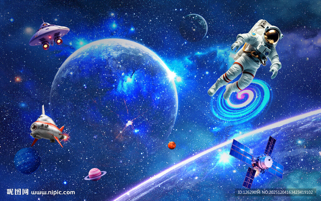 银河星球外太空宇宙卫星背景