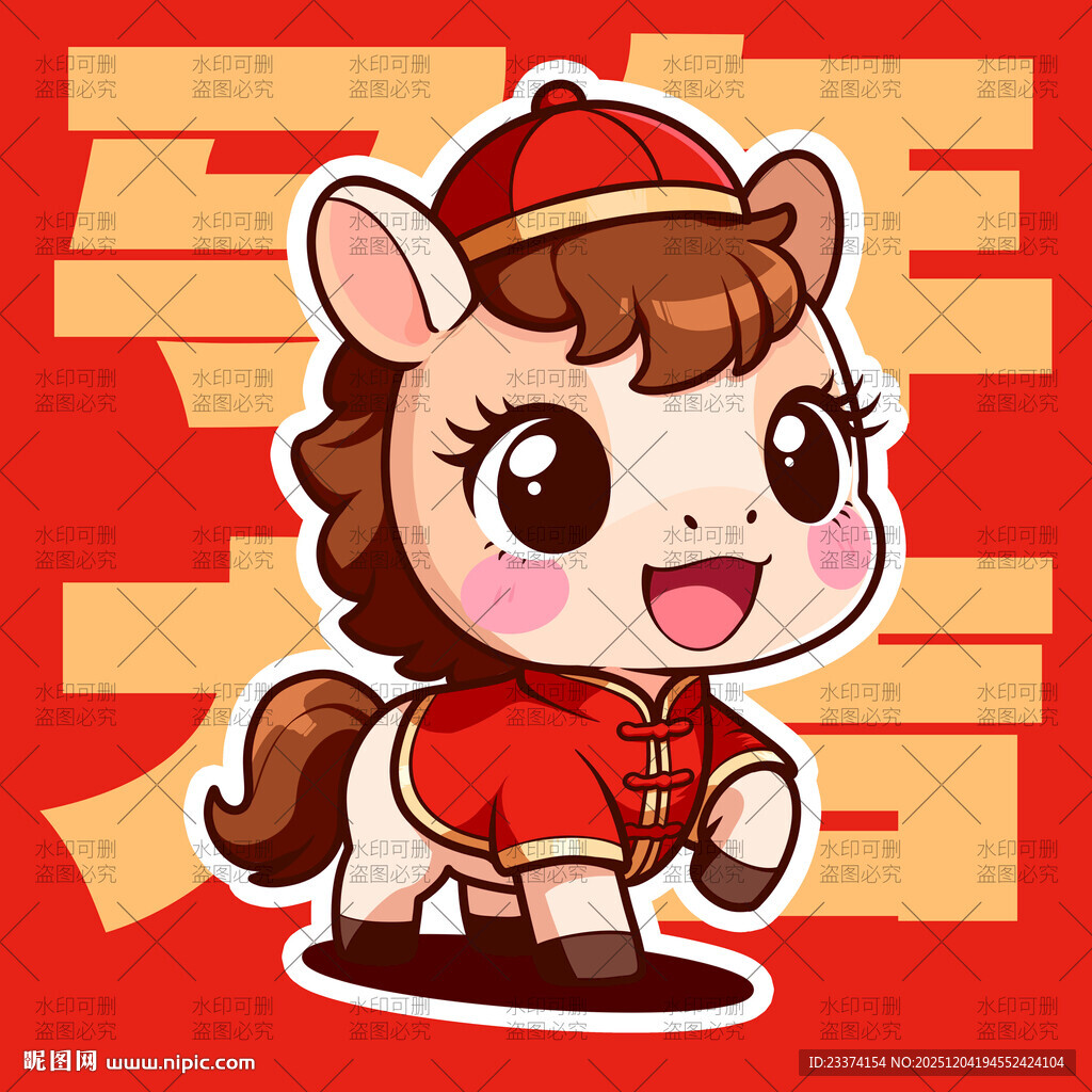 可爱小马贺岁形象