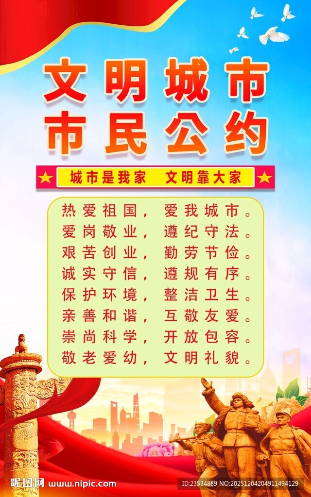 文明城市市民公约宣传海报