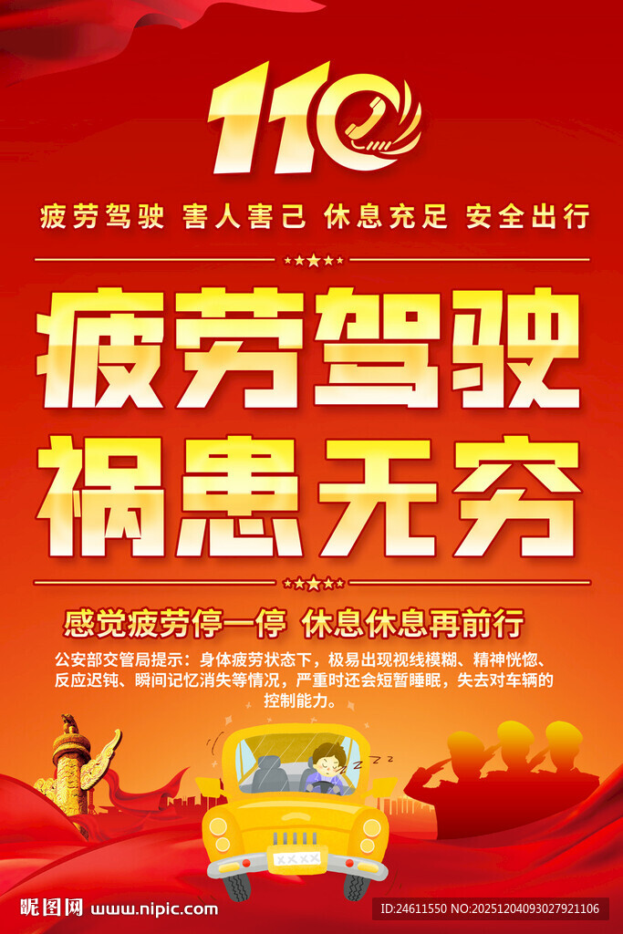 疲劳驾驶交通安全海报