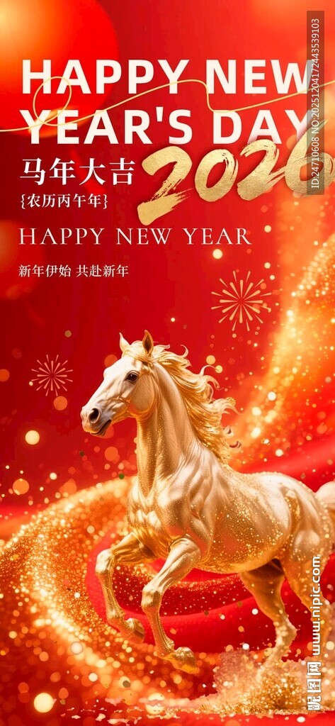 新年金马贺岁喜庆画面