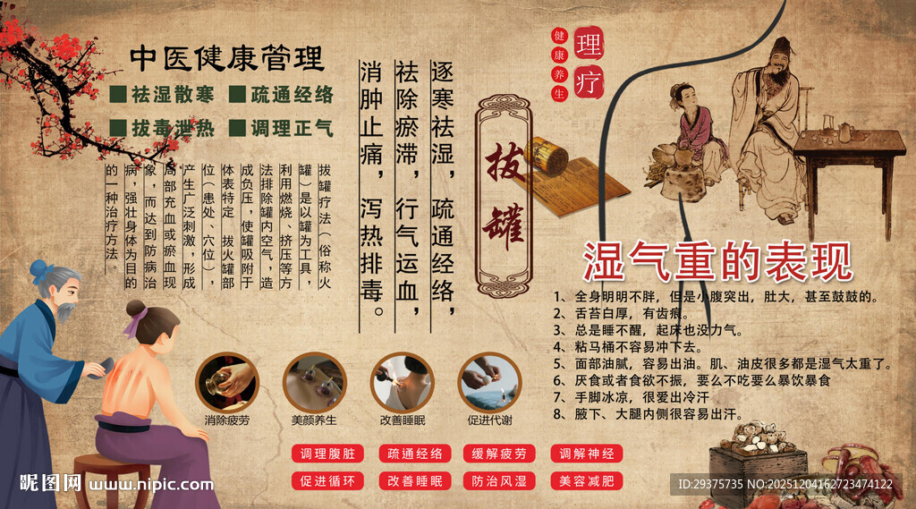 拔罐养生背景墙