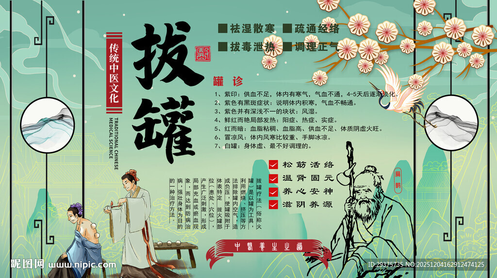 中医拔罐背景墙