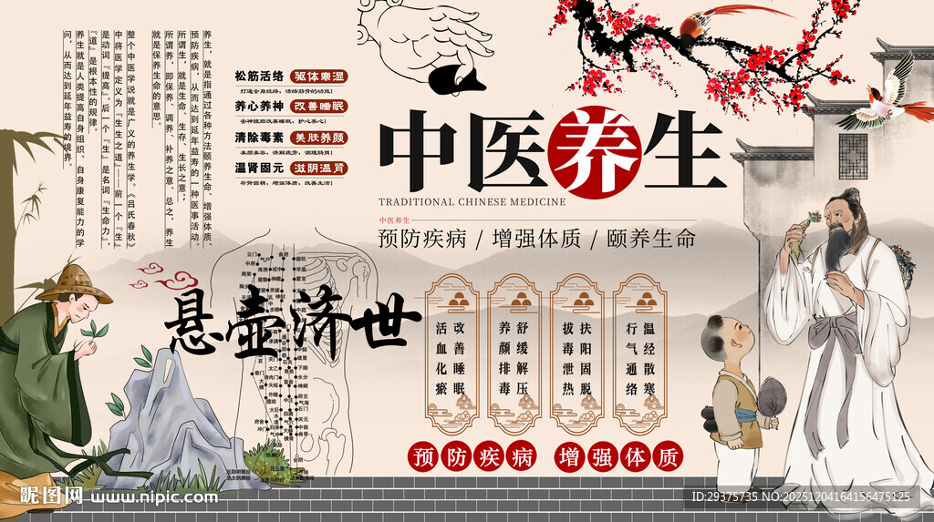 中医养生背景墙