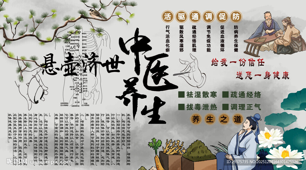 中医养生背景墙