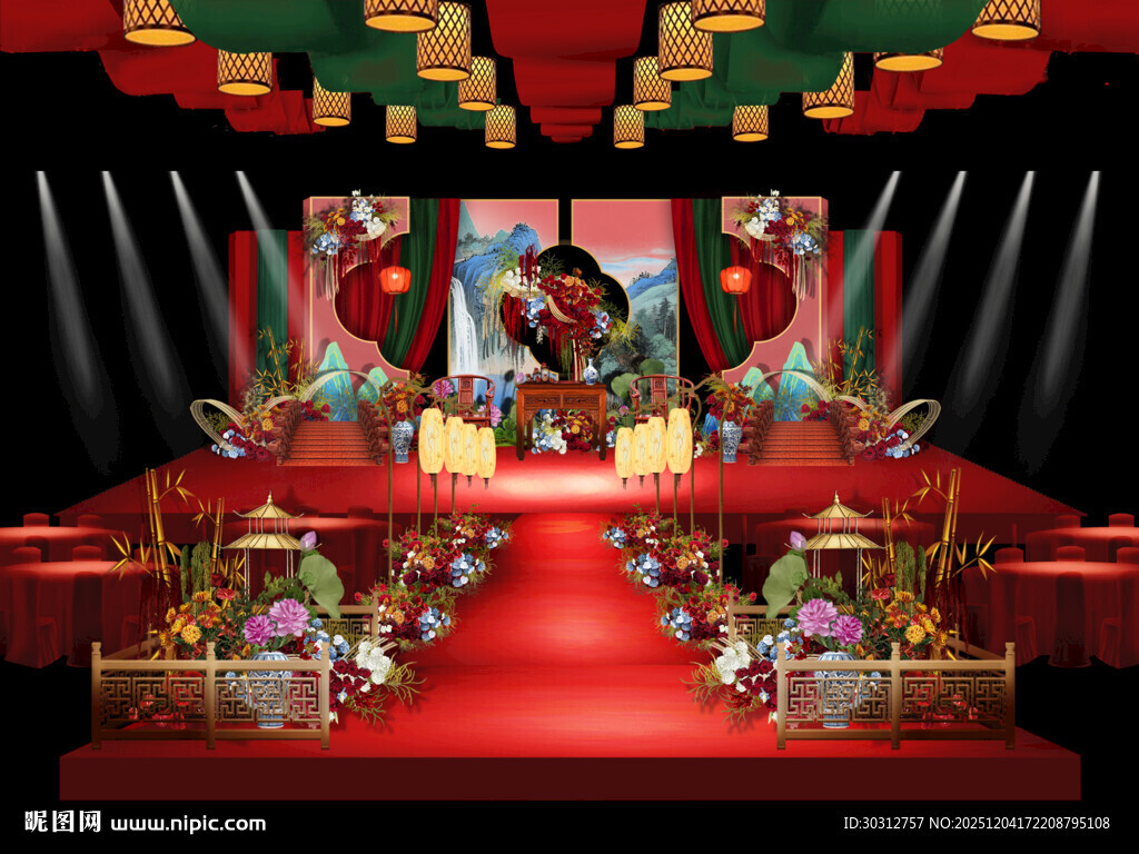 中式婚礼舞台布置场景