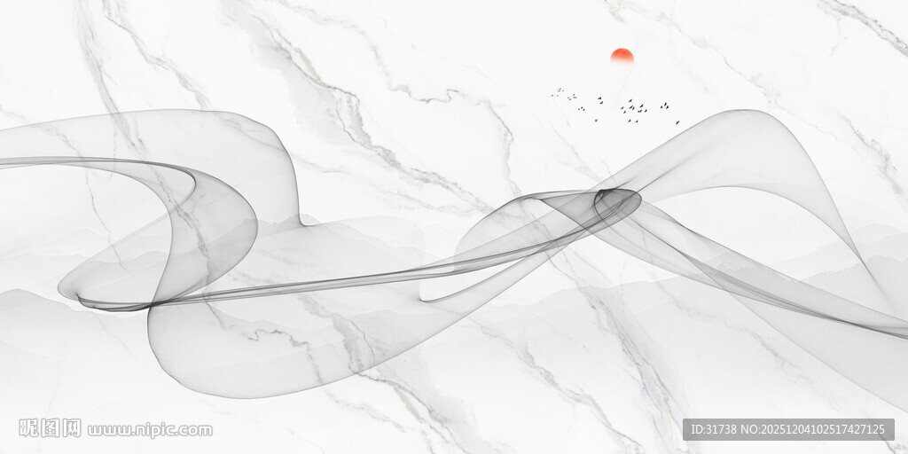 抽象线条飘带大理石背景墙