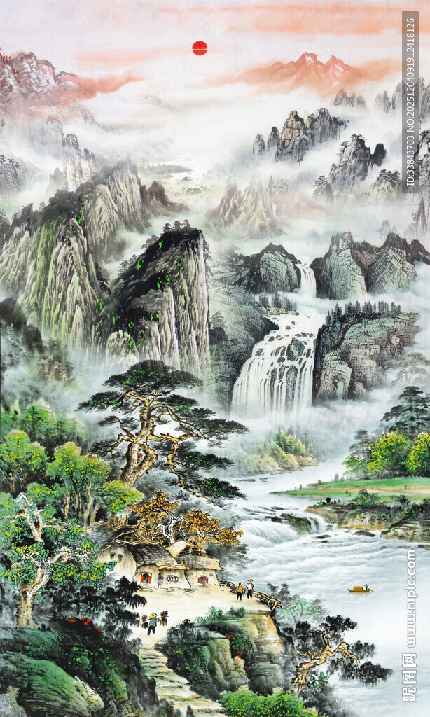 竖幅玄关山水画