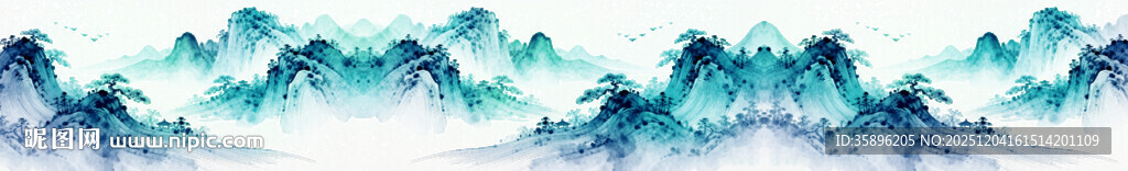 水墨风格山峦美景