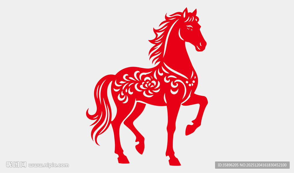 新年剪纸生肖马