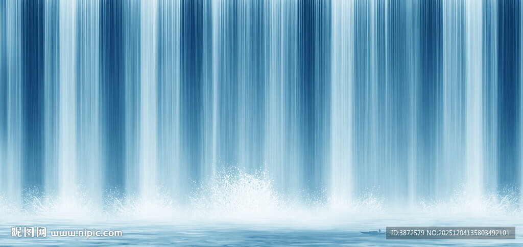 蓝色瀑布山水画