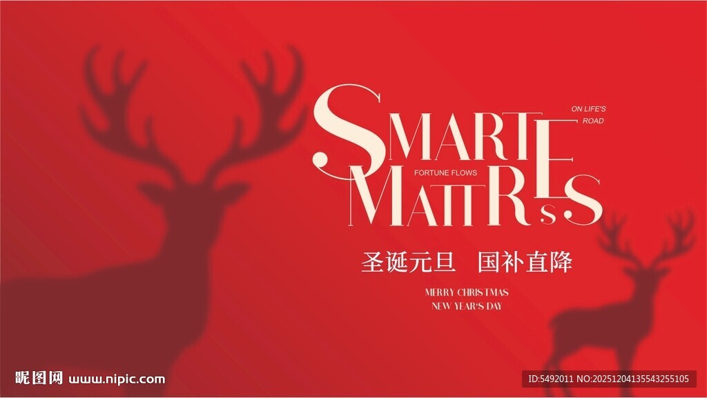 圣诞主题红色背景装饰图