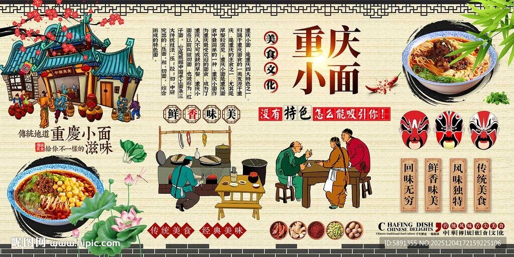 重庆小面背景墙