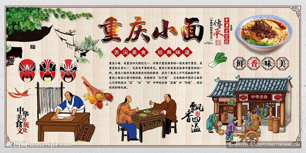 重庆小面背景墙
