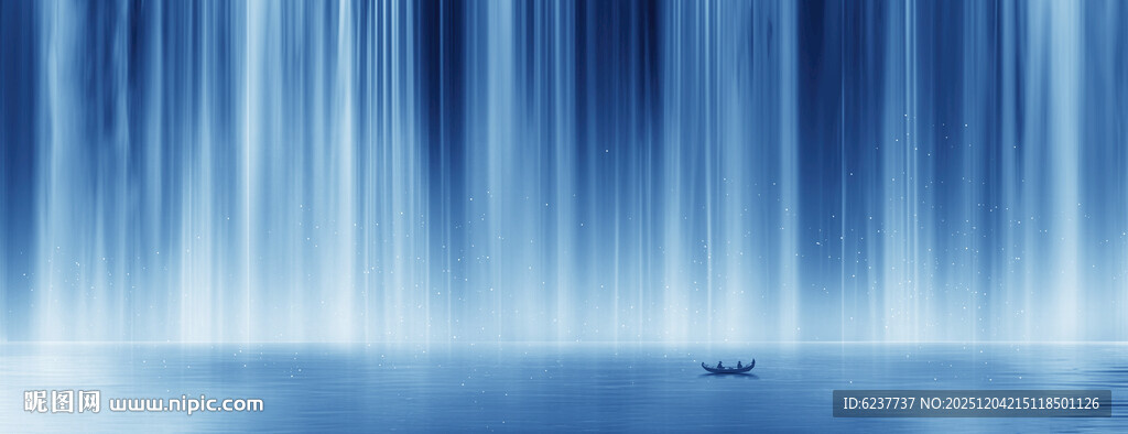 流水生财瀑布山水图