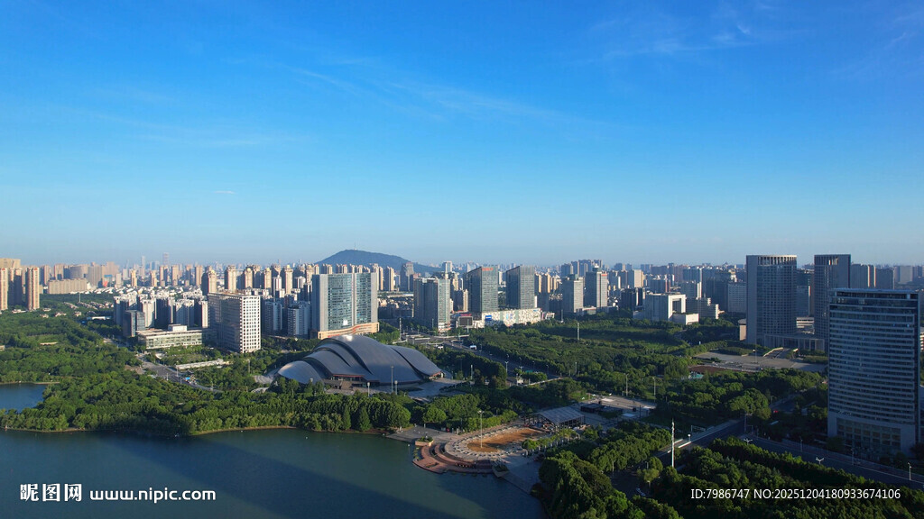 合肥政务区天鹅湖航拍