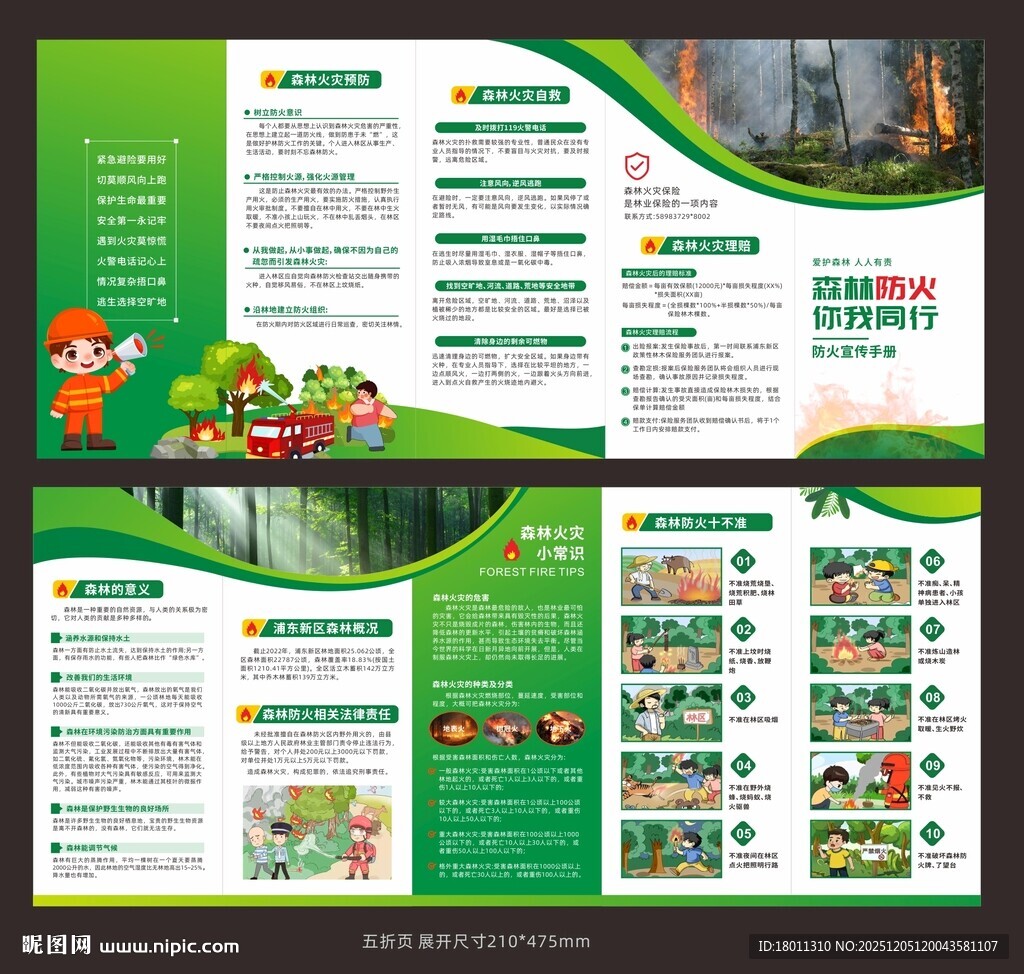 森林防火宣传折页设计展示 矢量