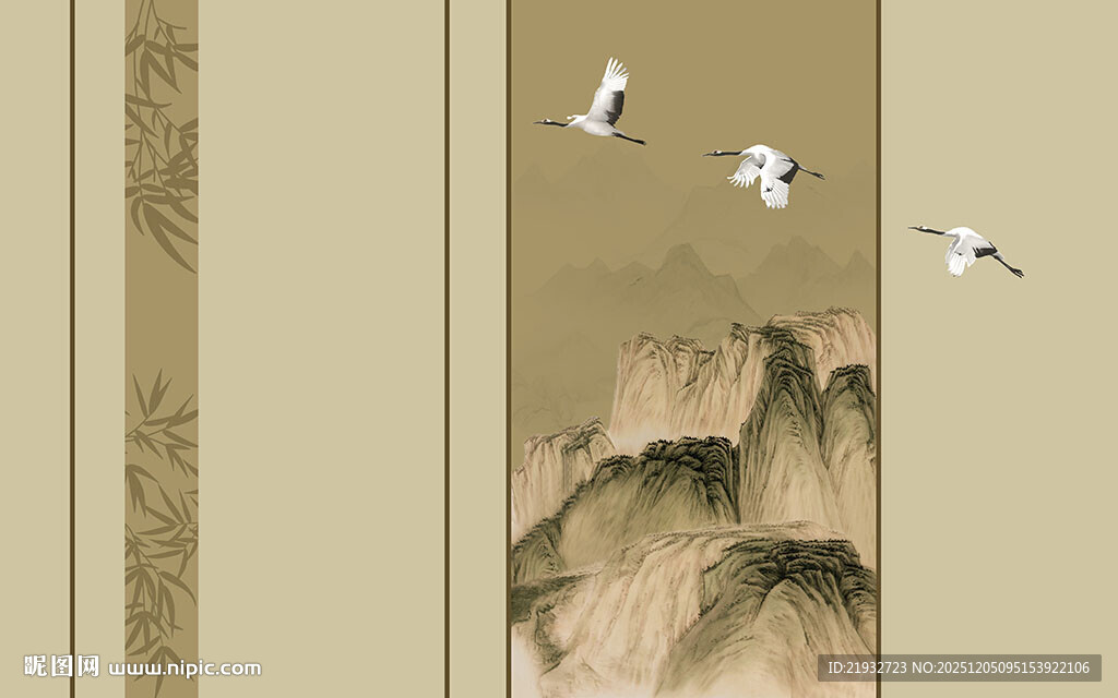 新中式山水背景墙