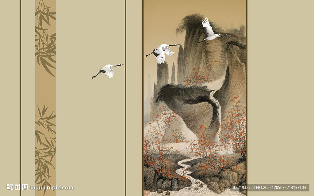 新中式山水背景墙