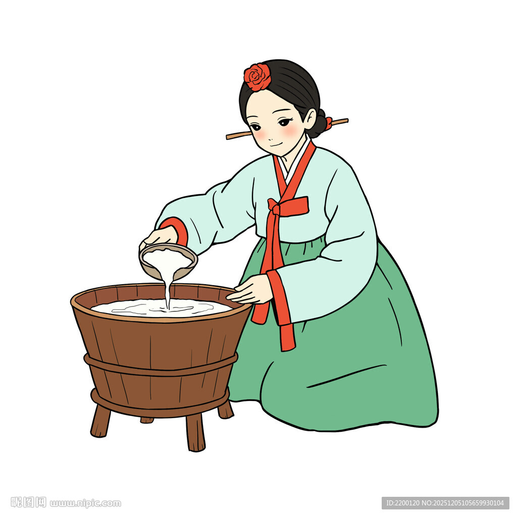 朝鲜族女子制作传统美食