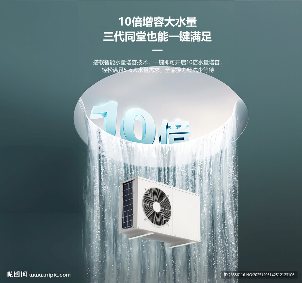 空气能10倍大水量空调外机展示