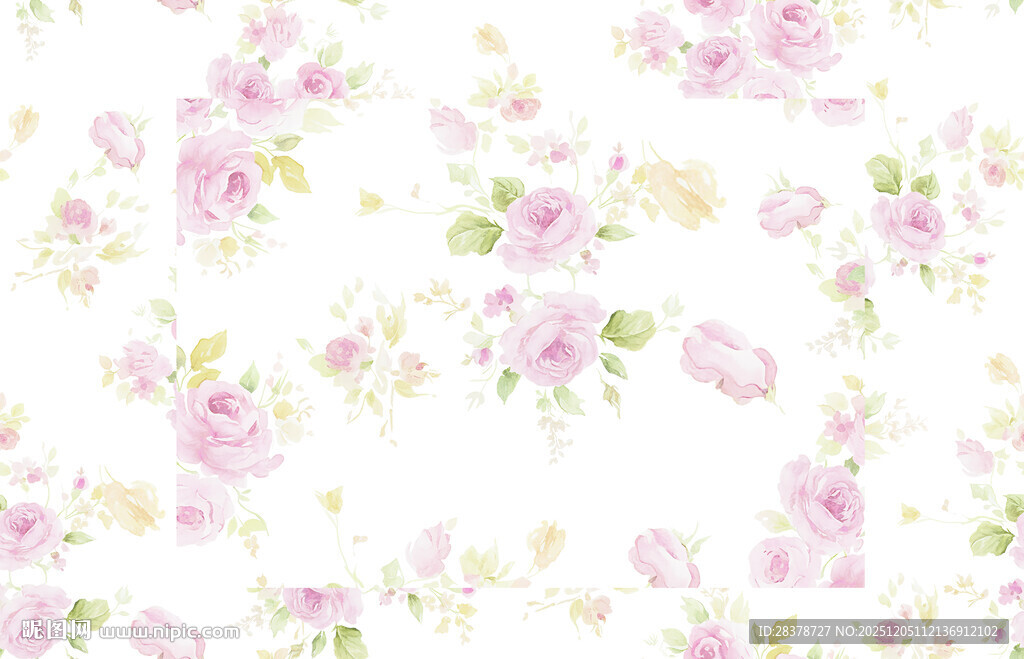 粉色花卉无缝图案背景