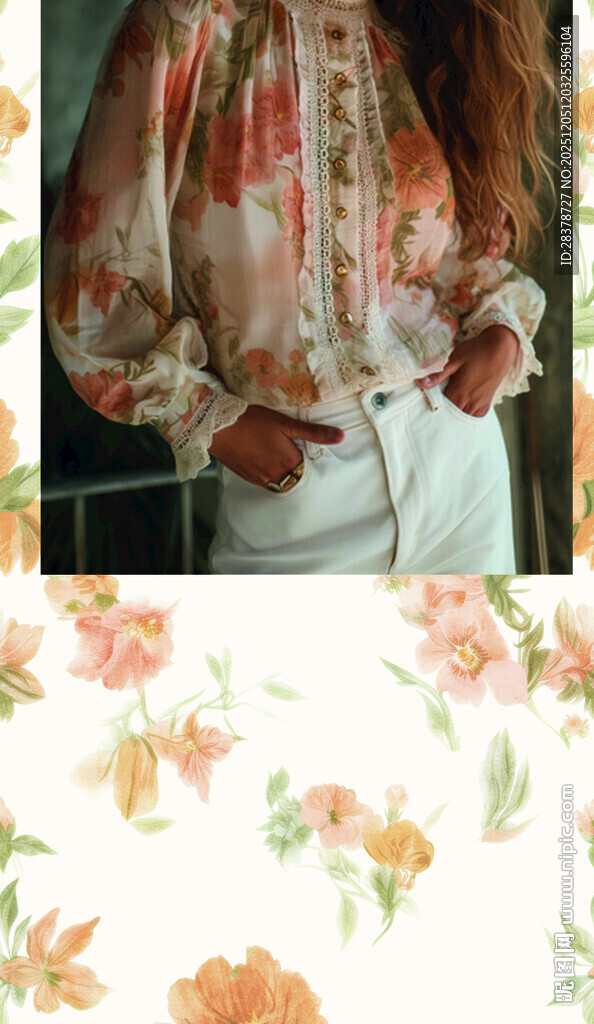花卉图案复古风上衣展示