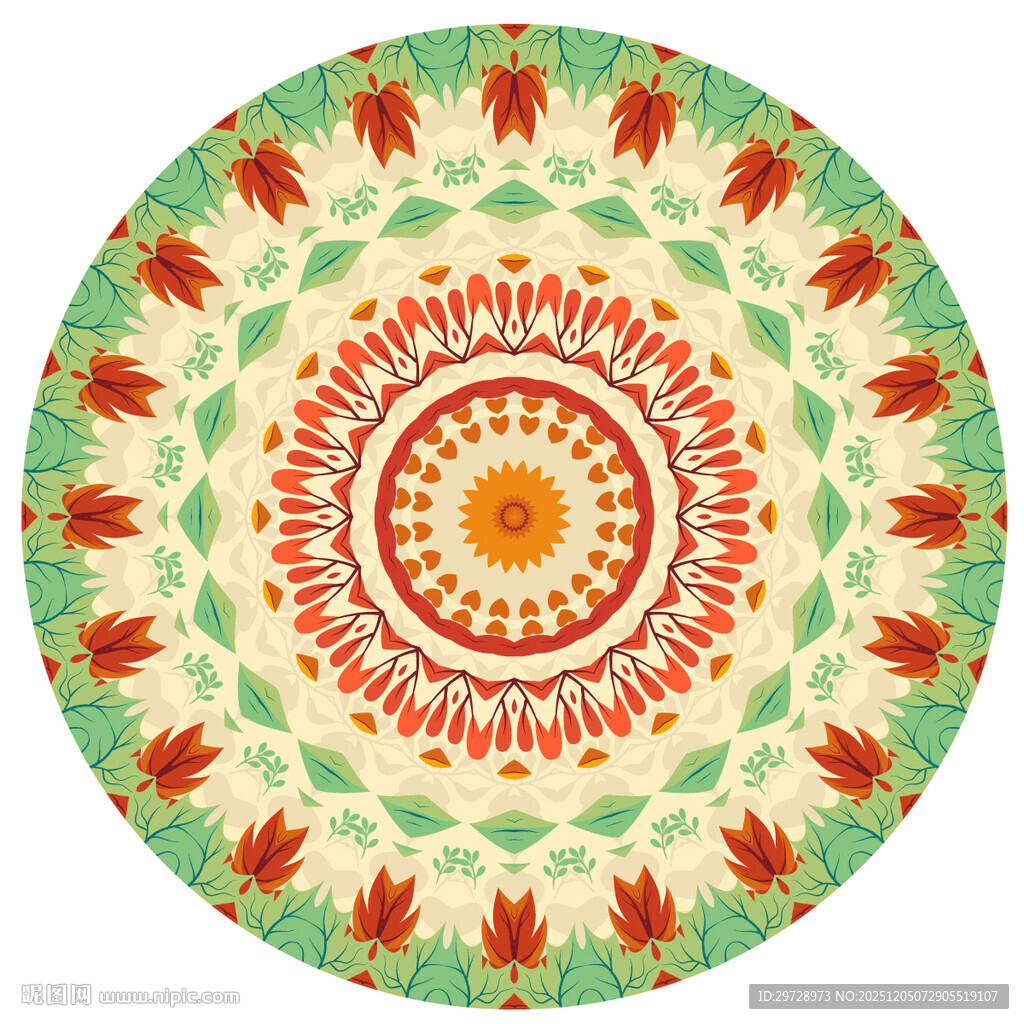 圆形彩色地毯印花