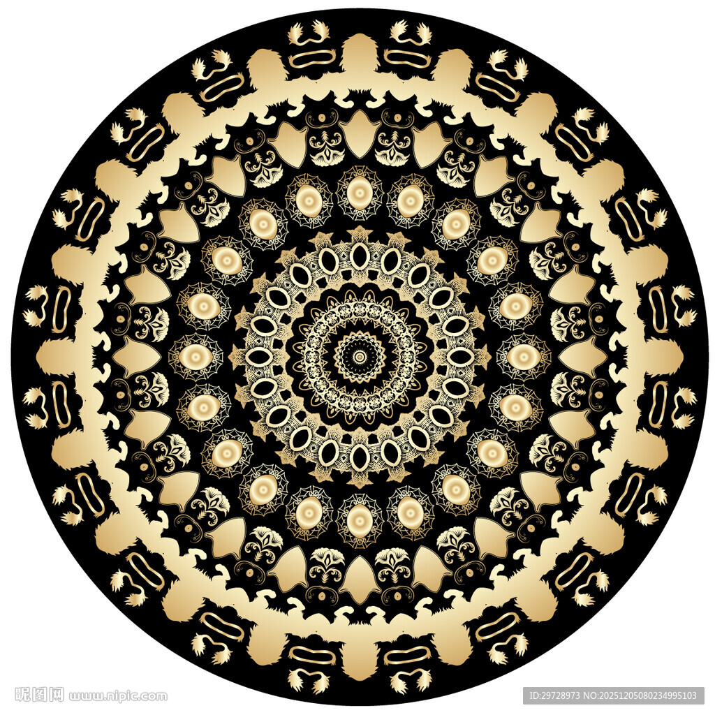 圆形金色花纹图案