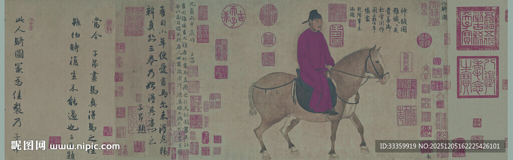 古代骑马人物图案装饰画