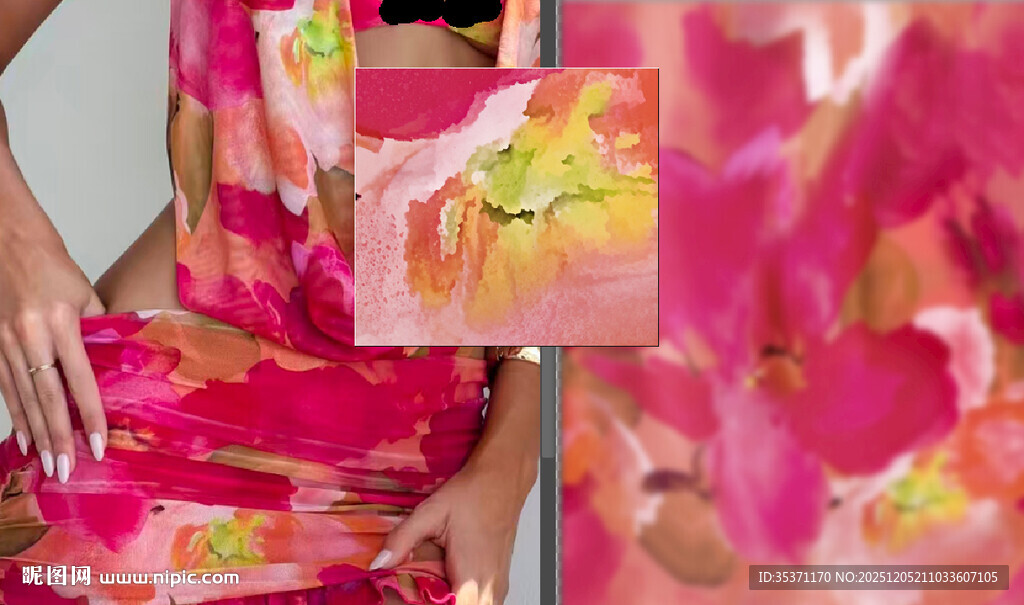 抽象粉色花卉艺术画作