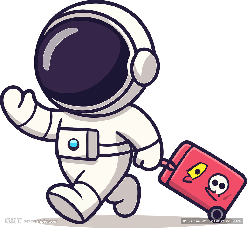 宇航员拉行李箱快乐出行