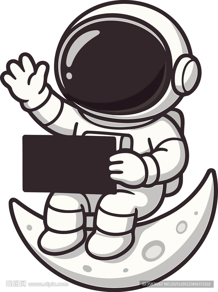 月球上的宇航员展示平板