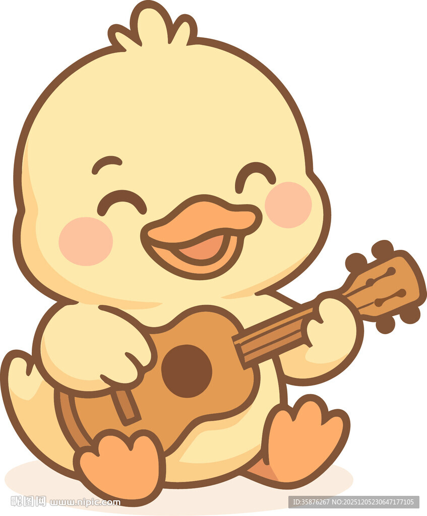 弹尤克里里的可爱小黄鸭