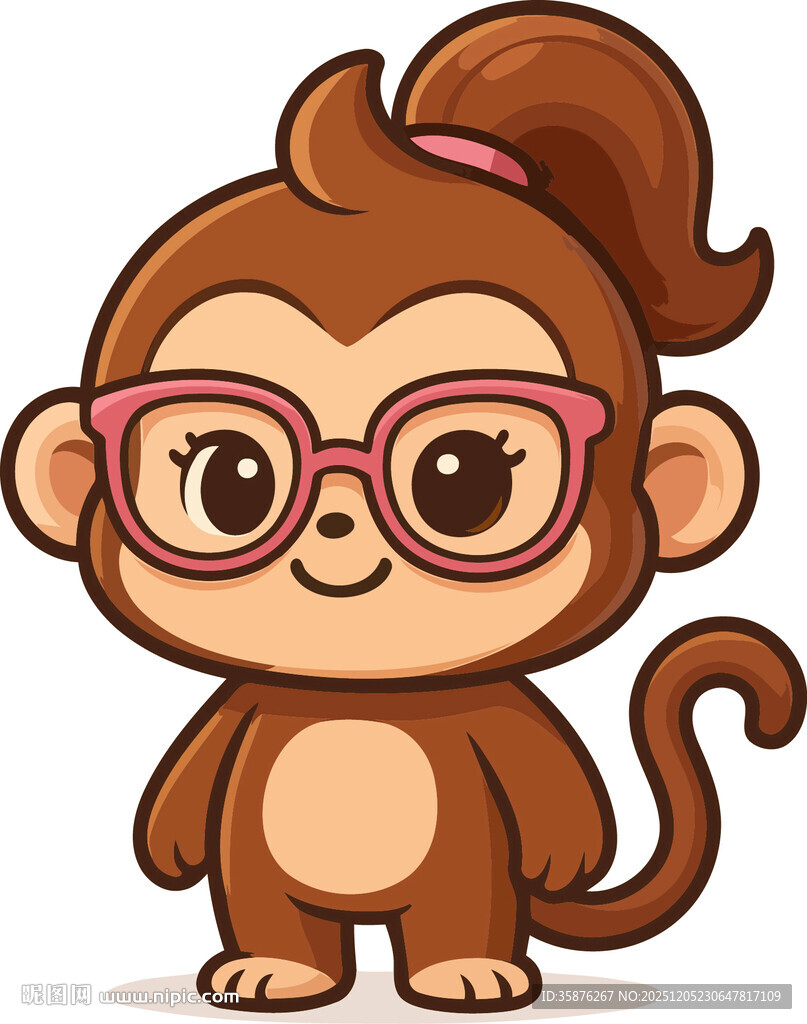 戴眼镜的可爱小猴子