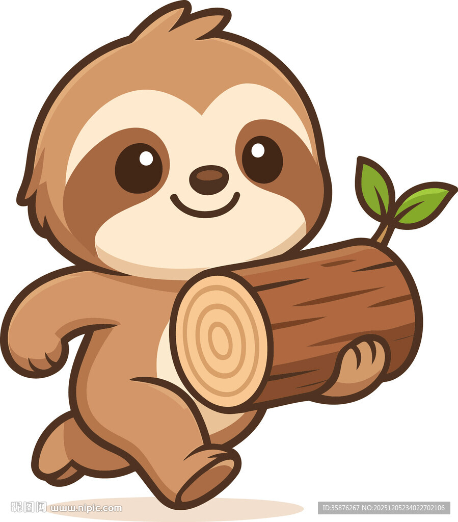 扛着木头的可爱树懒