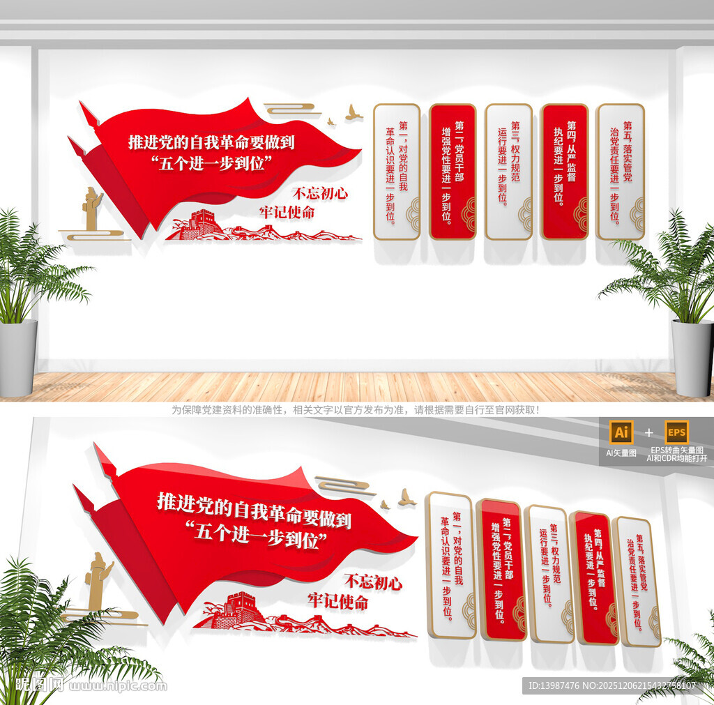 五个进一步到位党建文化墙