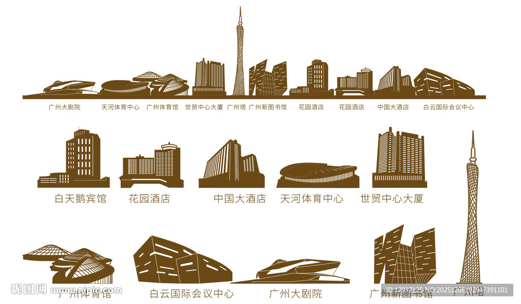 广州广东羊城粤建筑城市旅游剪影